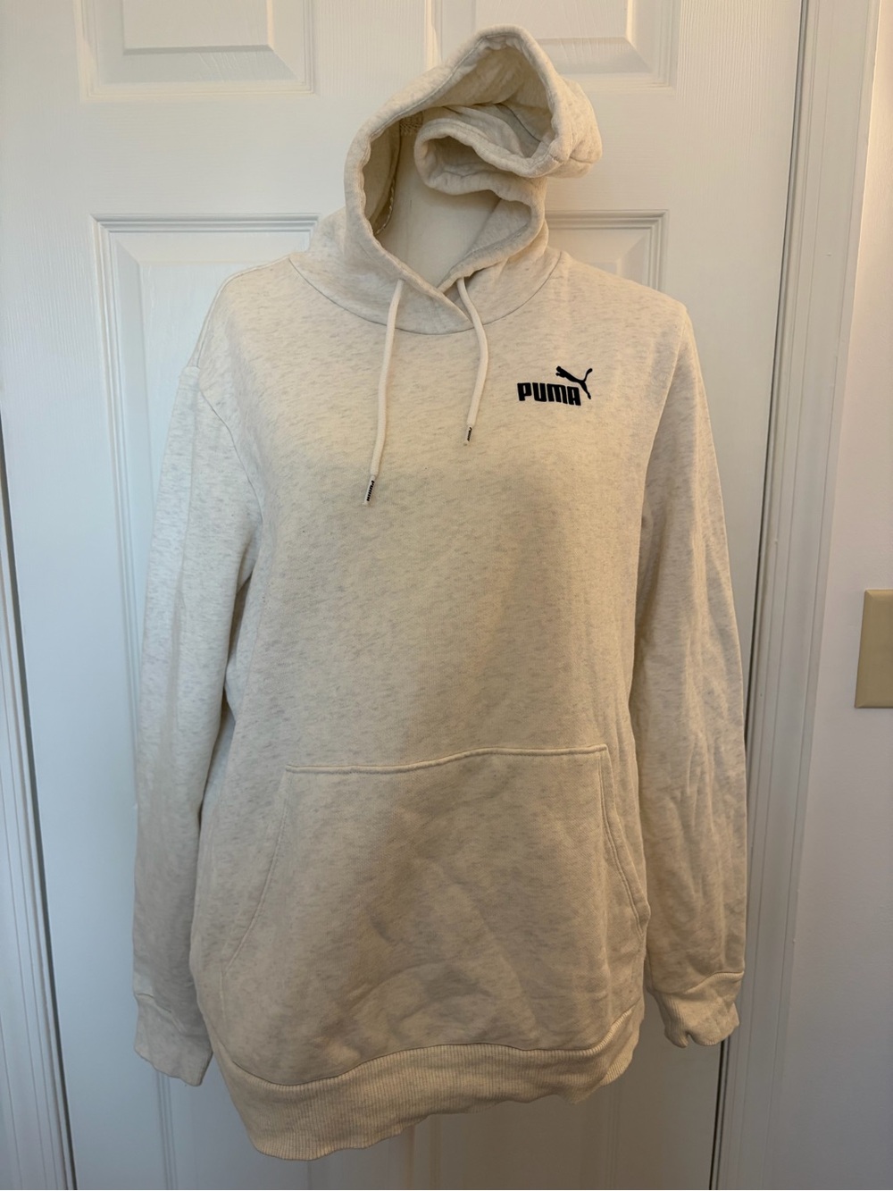 Puma Cream Pullover Hoodie with Black Logo
